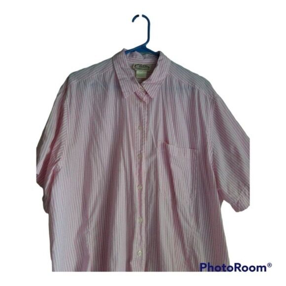Vintage Cali Pink and White Stripe Button Up Blouse Size XXL - Picture 2 of 5